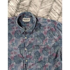 BARBOUR Large Regular Fit Mens Large Floral Palm All Over Print Hawaiian Shirt
